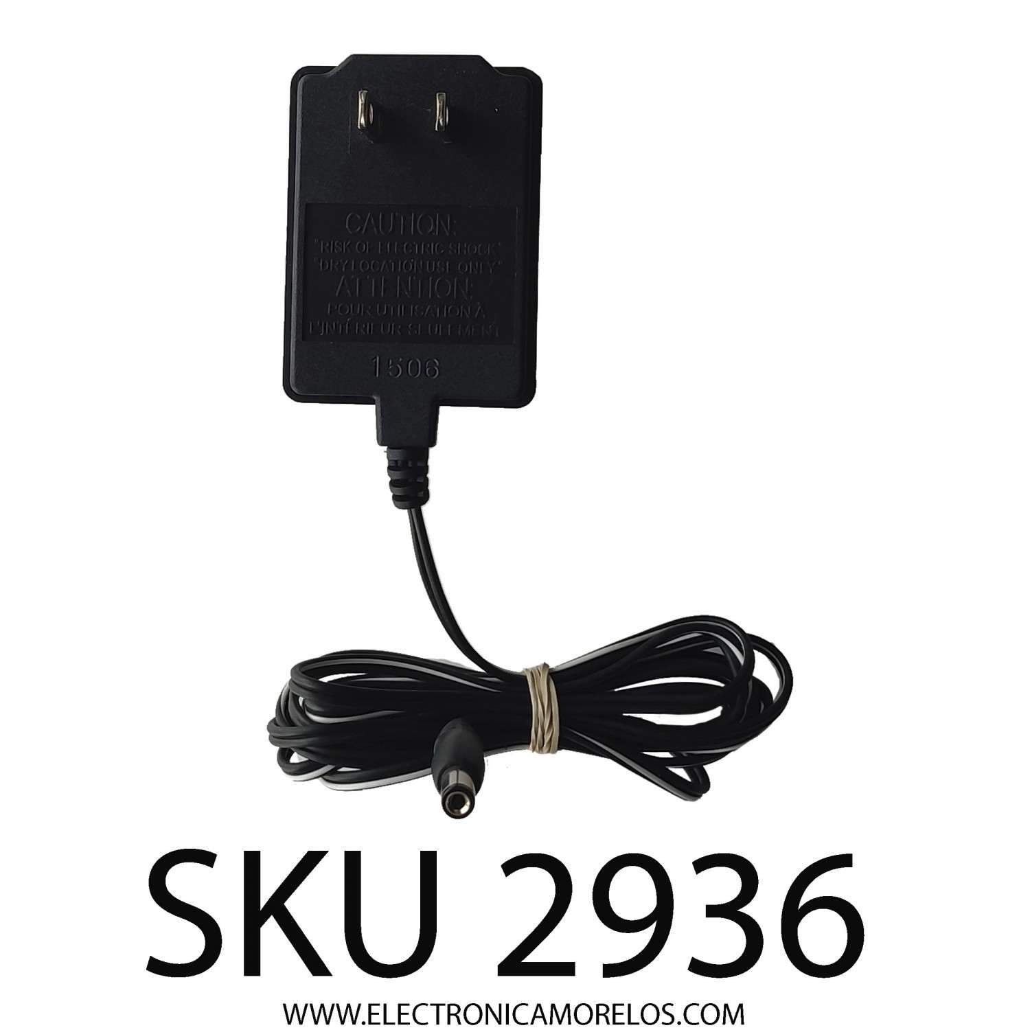 ADAPTADOR AC / NUMERO DE PARTE DV-07540S / INPUT: 120 VAC 60HZ 8.4W / OUTPUT: 7.5 VDC 400mA	